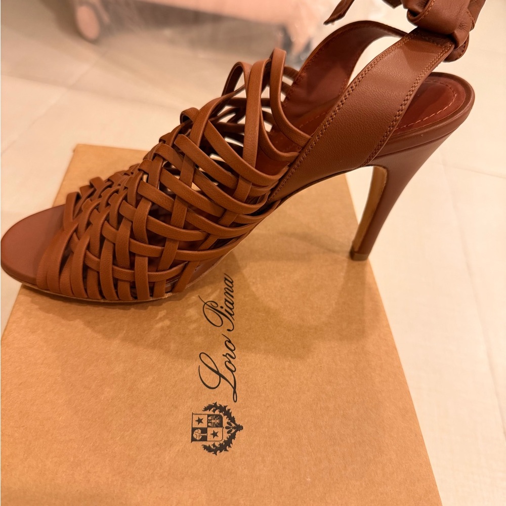Loro Piana Brown Strappy Heels